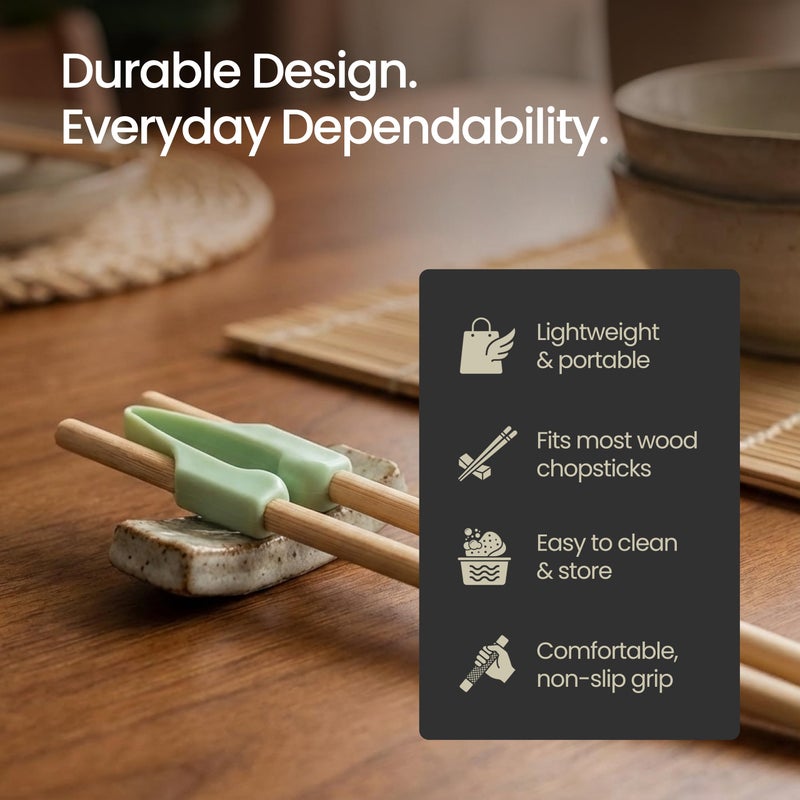 Senior ICare Chopstick Helper - Training Chopsticks for Adults, Beginners, Trainers or Learners, Right or Left Handed - Non-Slip, Reusable, Replaceable - Image 4